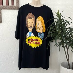 BEAVIS AND BUTT-HEAD Men’s Big & Tall Black Graphic Tee Size 5XL NWOT